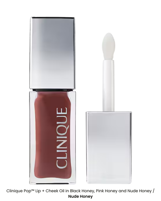 Clinique Pop™ Lip + Cheek Oil in Black Honey, Pink Honey and Nude Honey