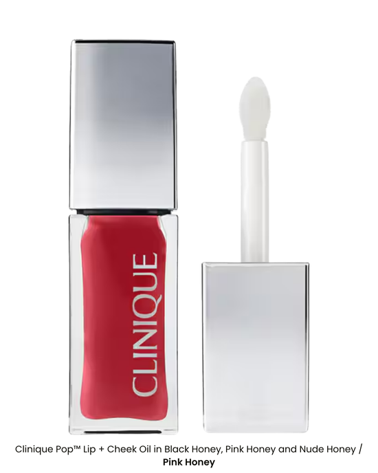 Clinique Pop™ Lip + Cheek Oil in Black Honey, Pink Honey and Nude Honey